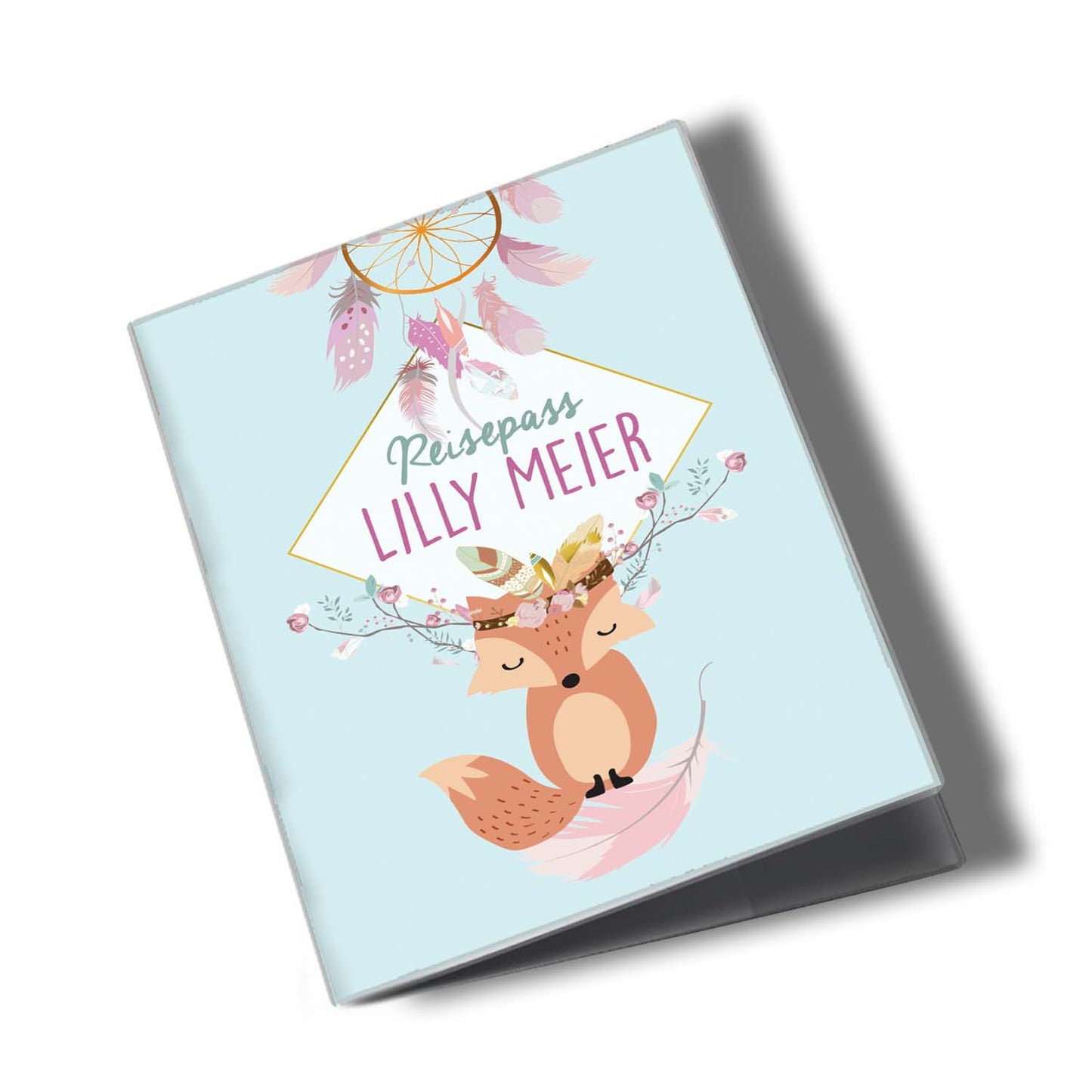 Boho Fuchs Blau Reisepasshülle für Kinder Mit Personalisierung