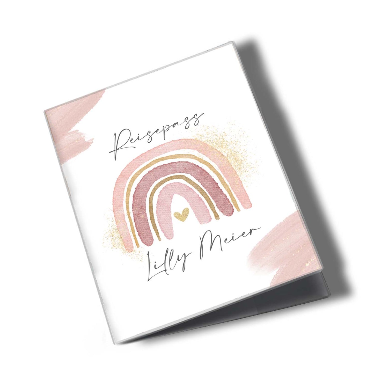 Wasserfarben Rosa Reisepasshülle für Kinder Mit Personalisierung