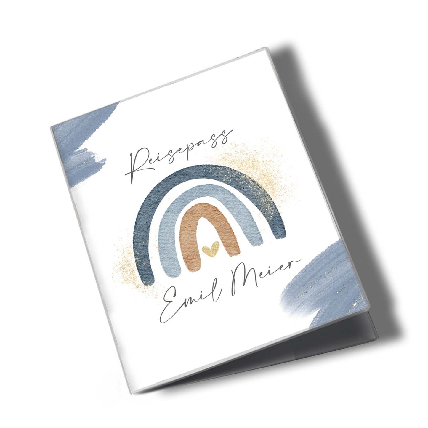 Wasserfarben Blau Reisepasshülle für Kinder Mit Personalisierung