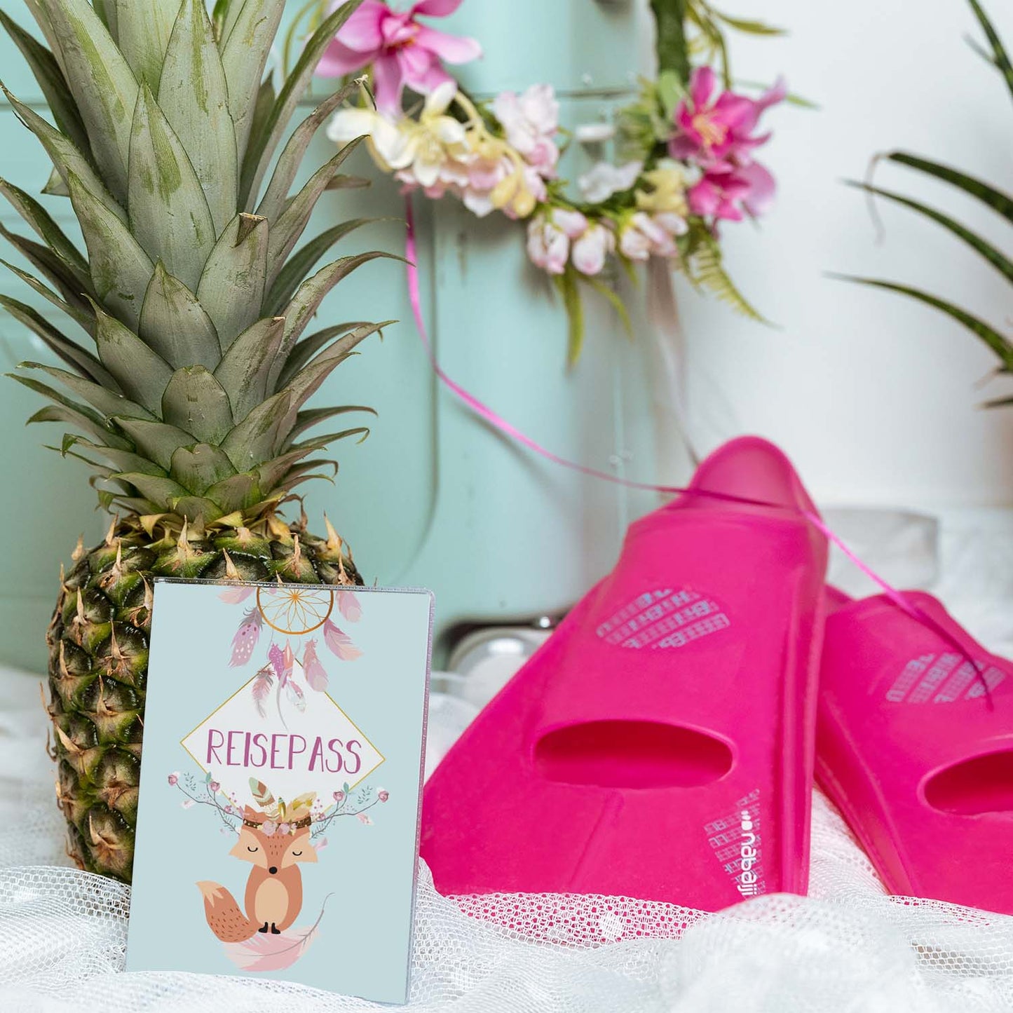 Boho Fuchs Blau Reisepasshülle für Kinder