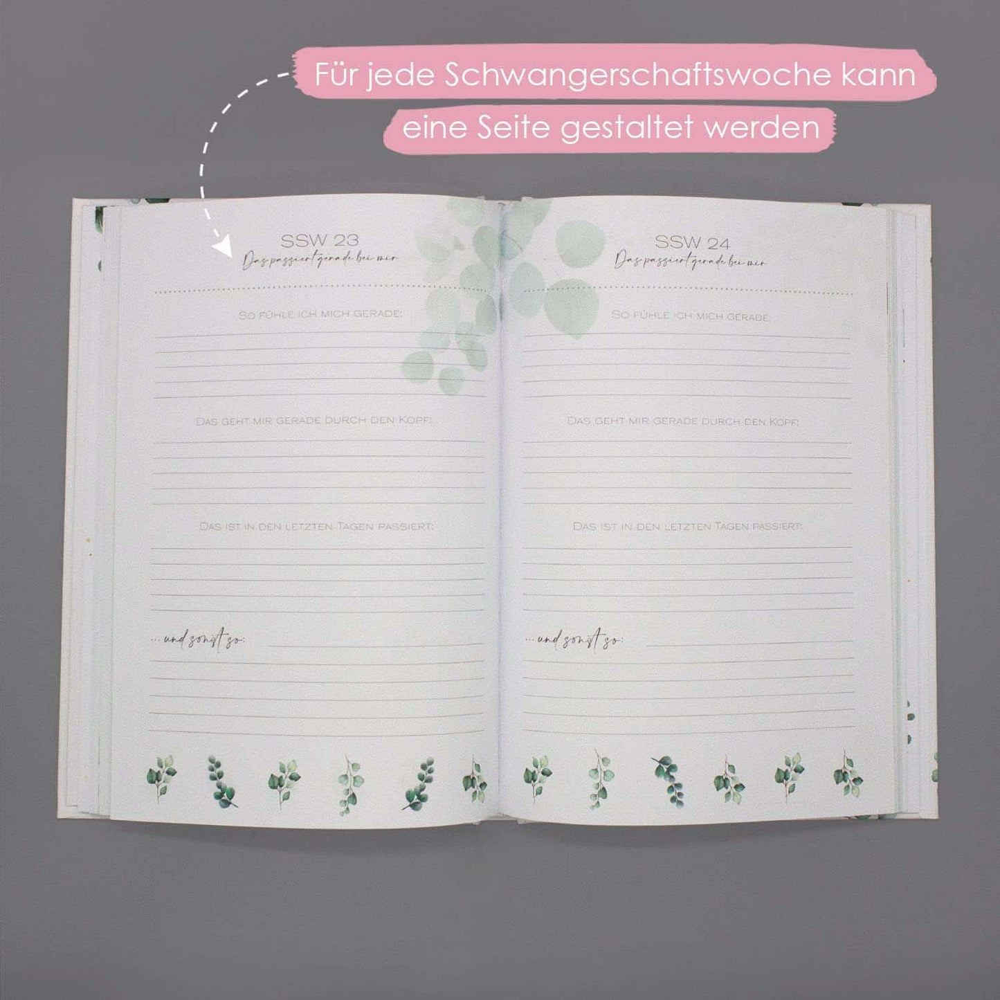 Floral Tagebuch für die Schwangerschaft