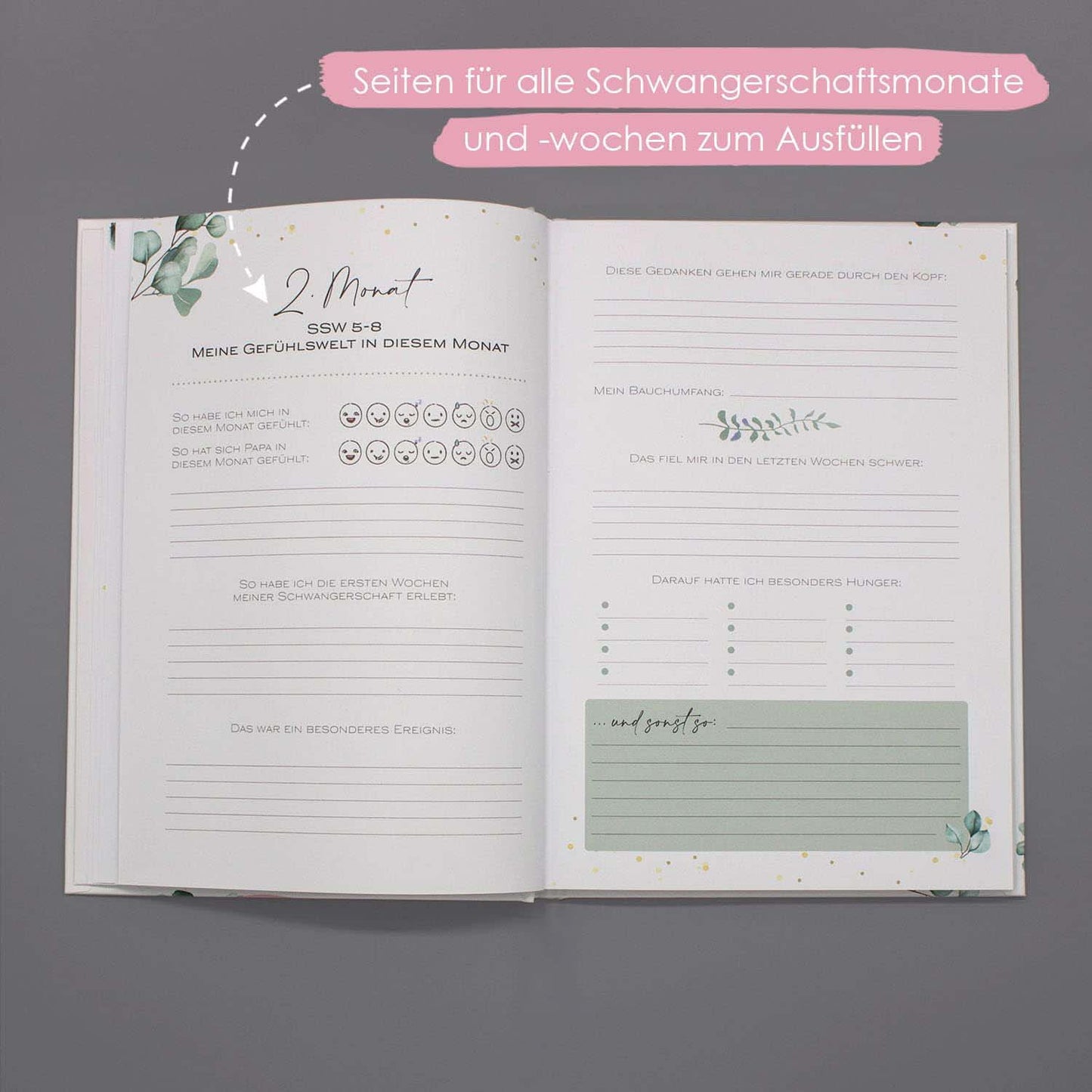 Floral Tagebuch für die Schwangerschaft