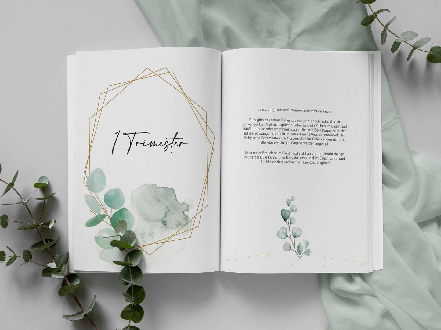 Floral Tagebuch für die Schwangerschaft