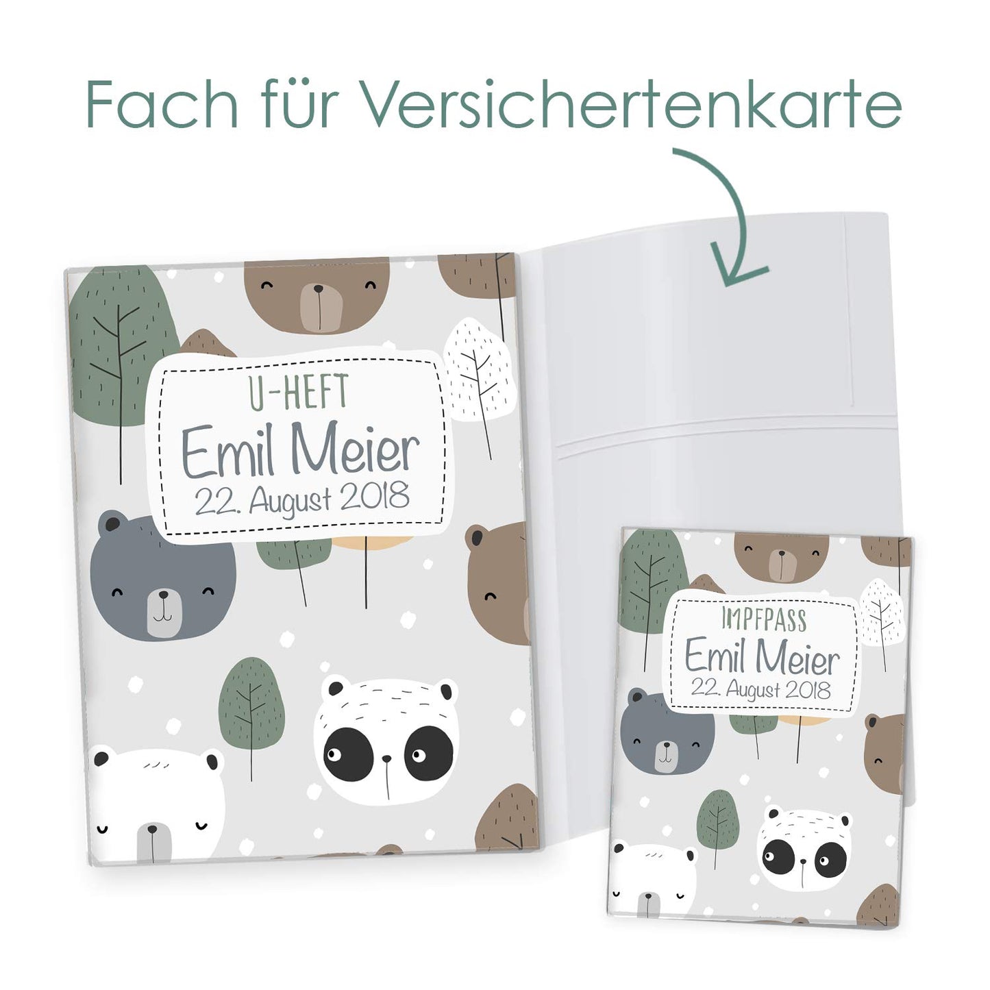 Bären U-Heft und Impfpasshülle Mit Personalisierung