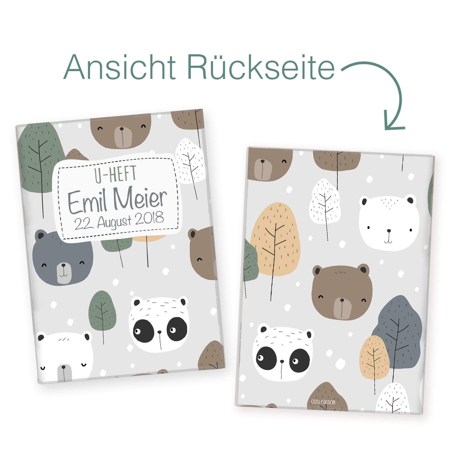 Bären U-Heft und Impfpasshülle Mit Personalisierung