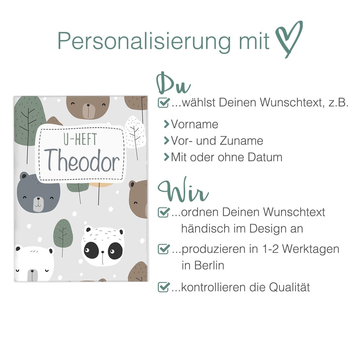 Bären U-Heft und Impfpasshülle Mit Personalisierung