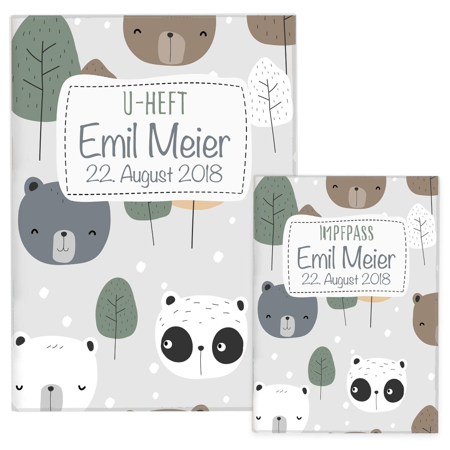 Bären U-Heft und Impfpasshülle Mit Personalisierung