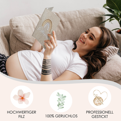Regenbogen Natural Mutterpasshülle Beige aus Filz Ohne Personalisierung