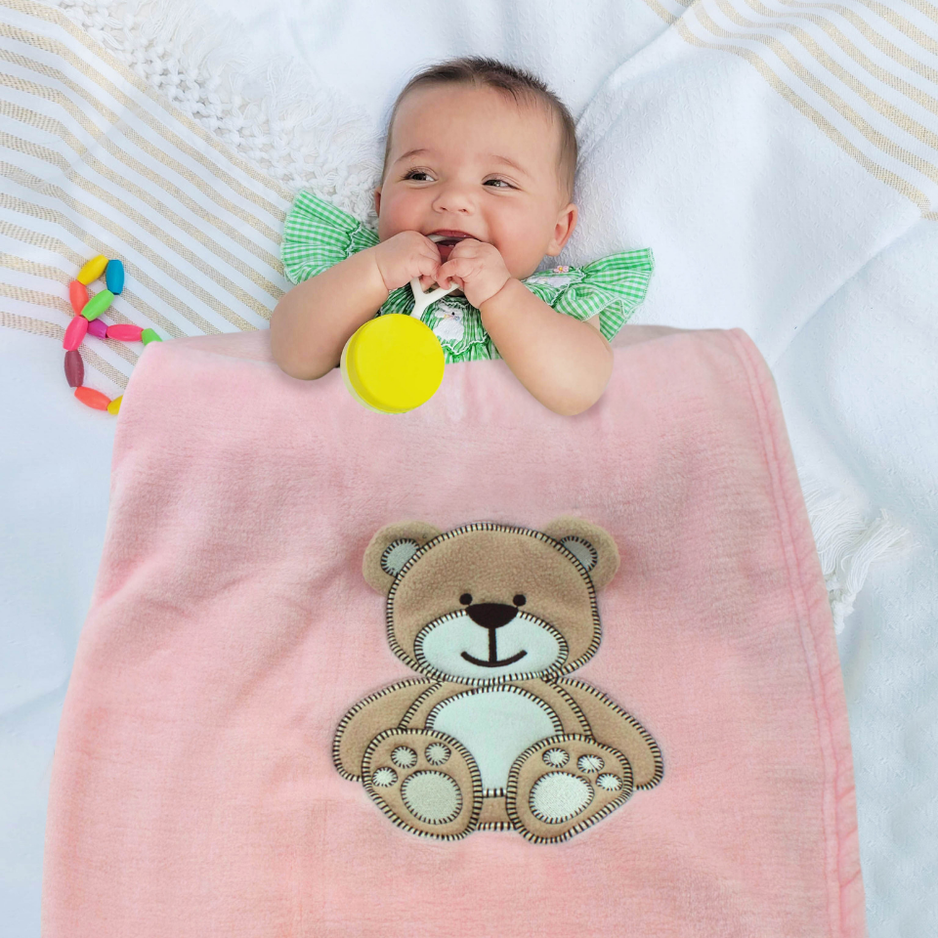 Decke Rosa Mit Hase | Babydecke Bestickt