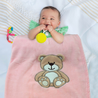 Decke Rosa Mit Hase | Babydecke Bestickt