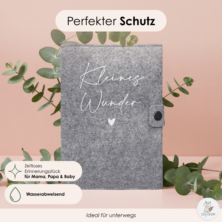 Kleines Wunder Mutterpasshülle aus Filz Ohne Personalisierung