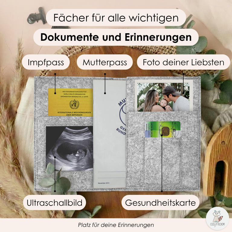 Kleines Wunder Mutterpasshülle aus Filz Ohne Personalisierung