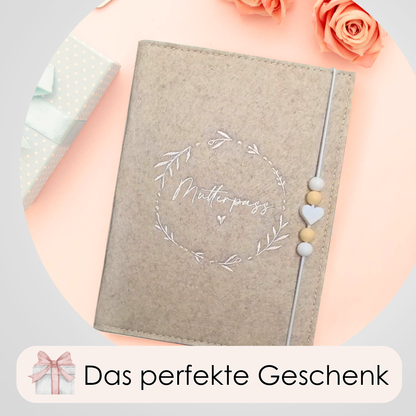 Flower Mutterpasshülle aus Filz Ohne Personalisierung