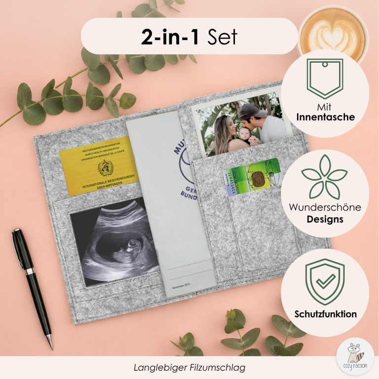 Kleines Wunder Mutterpasshülle aus Filz Ohne Personalisierung