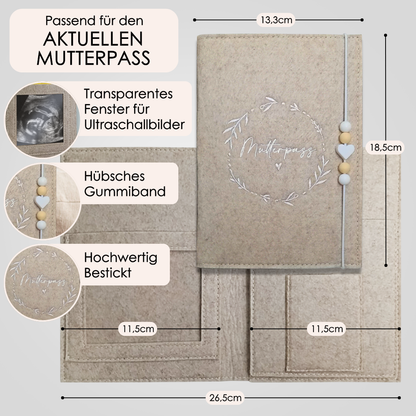 Flower Mutterpasshülle aus Filz Ohne Personalisierung