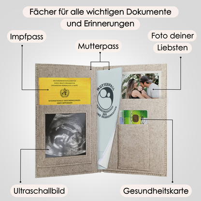 Flower Mutterpasshülle aus Filz Ohne Personalisierung