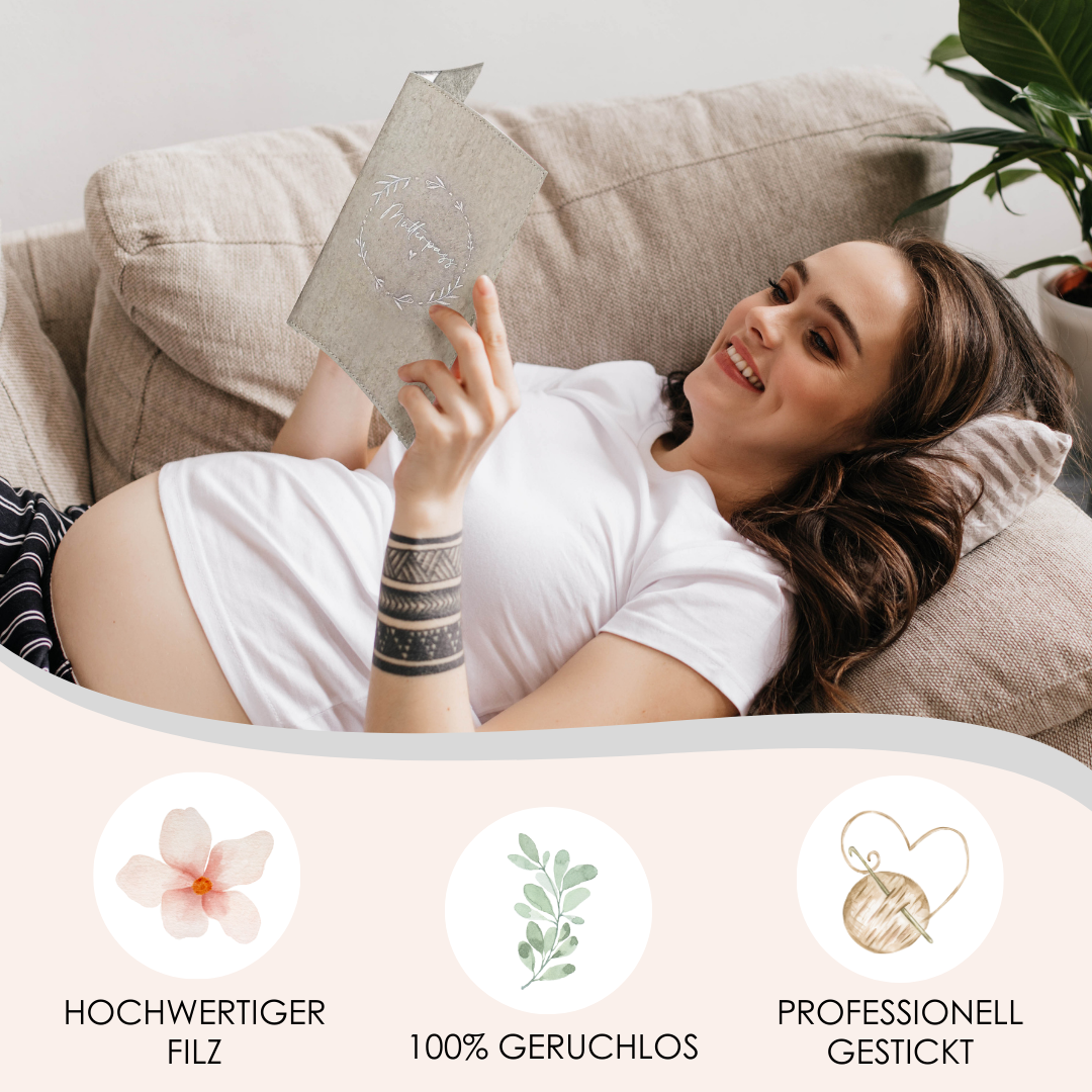 Flower Mutterpasshülle aus Filz Ohne Personalisierung