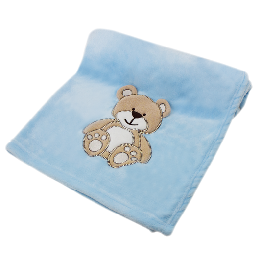 Decke Blau Mit Bär | Babydecke Bestickt