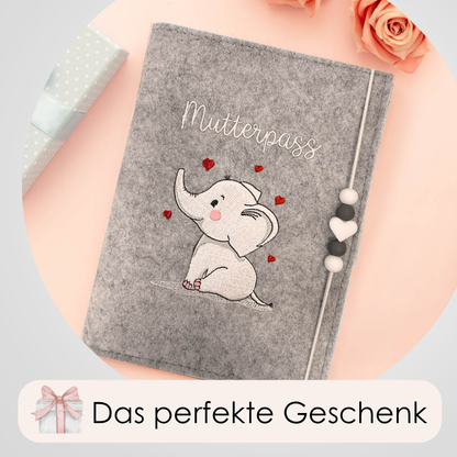 Elefant Mutterpasshülle aus Filz Ohne Personalisierung