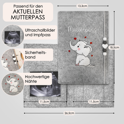 Elefant Mutterpasshülle aus Filz Ohne Personalisierung