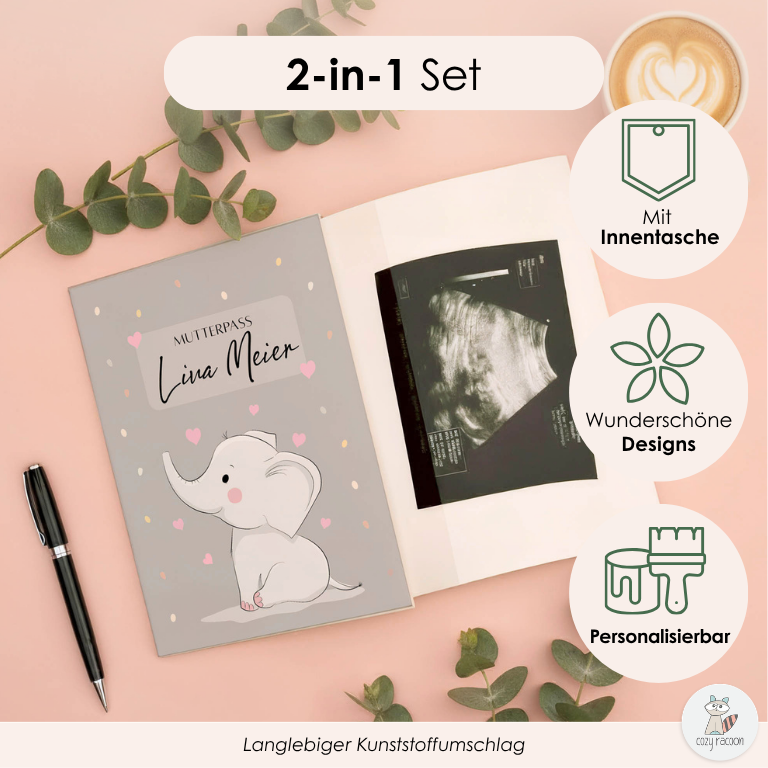 Elefant Mutterpasshülle Mit Personalisierung