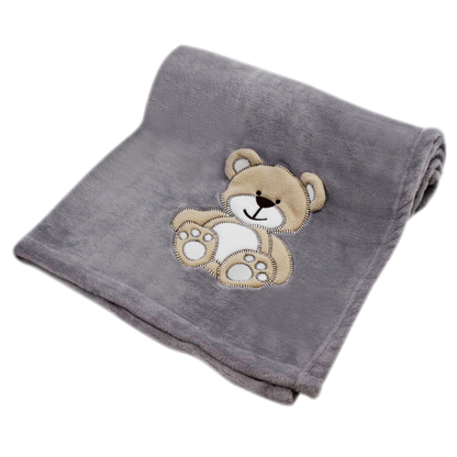 Decke Grau Mit Bär | Babydecke Bestickt