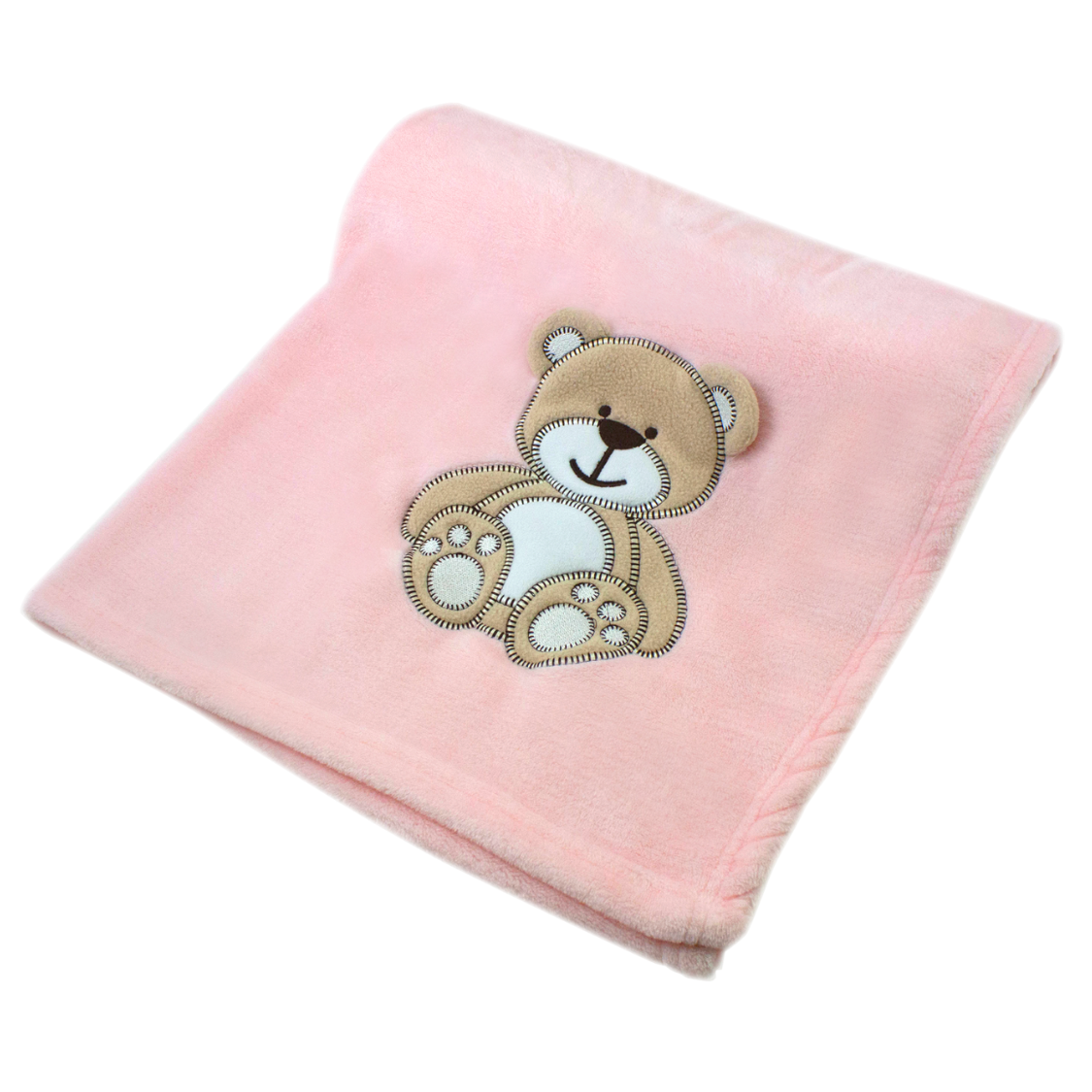 Decke Rosa Mit Bär | Babydecke Bestickt