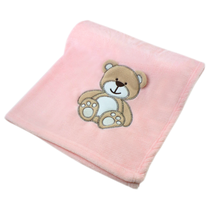 Decke Rosa Mit Bär | Babydecke Bestickt