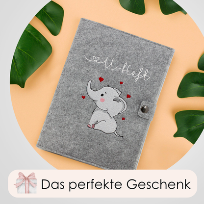 Elefant U-Heft und Impfpasshülle aus Filz Ohne Personalisierung