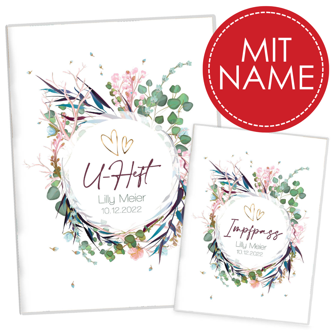 Flower Party U-Heft und Impfpasshülle Mit Personalisierung