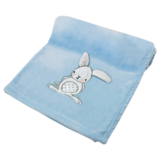 Decke Blau Mit Hase | Babydecke Bestickt