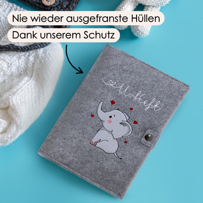 Elefant U-Heft und Impfpasshülle aus Filz Ohne Personalisierung