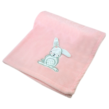 Decke Rosa Mit Hase | Babydecke Bestickt