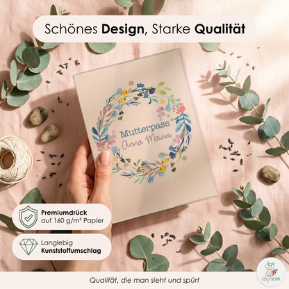 Flower Circle Mutterpasshülle Mit Personalisierung