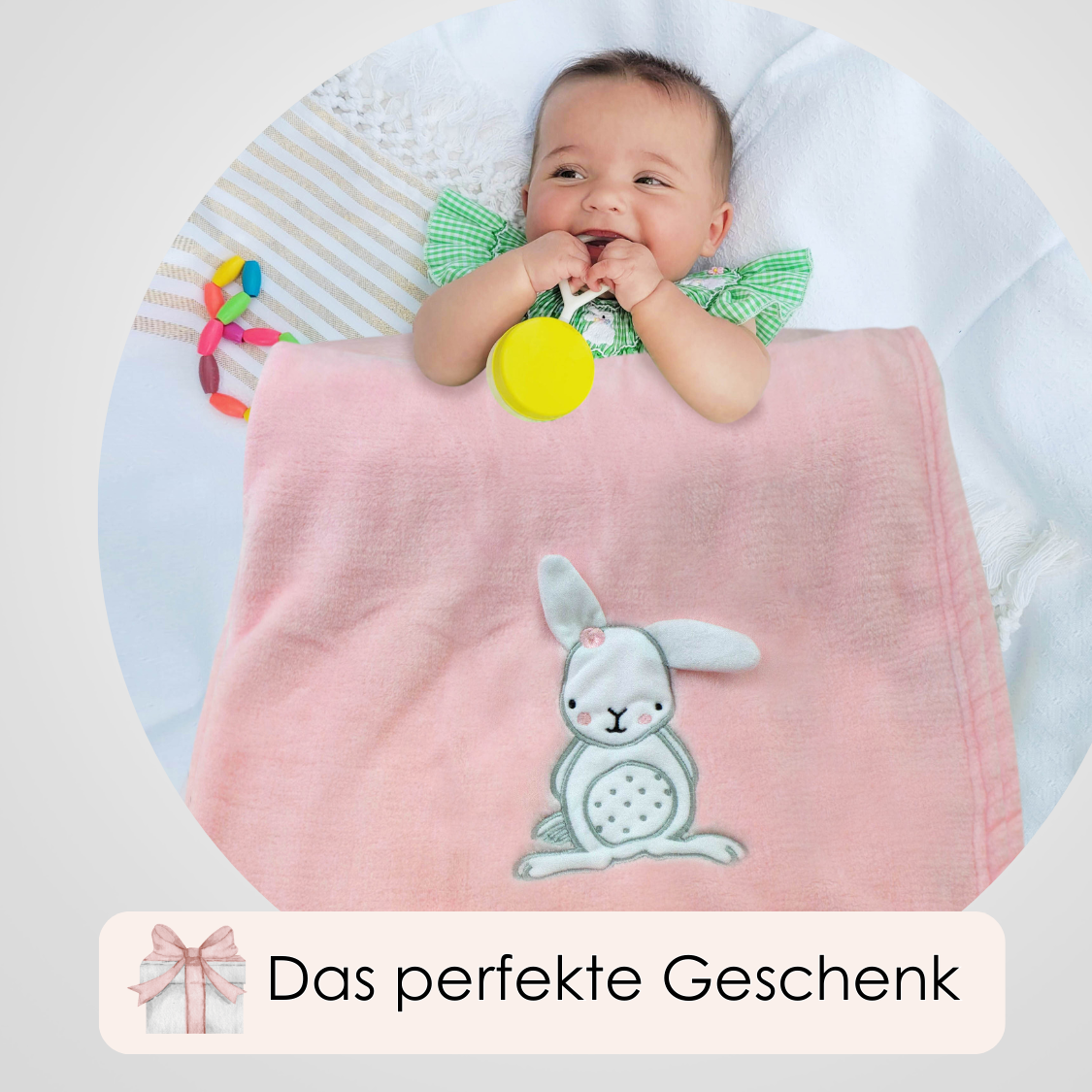 Decke Rosa Mit Hase | Babydecke Bestickt