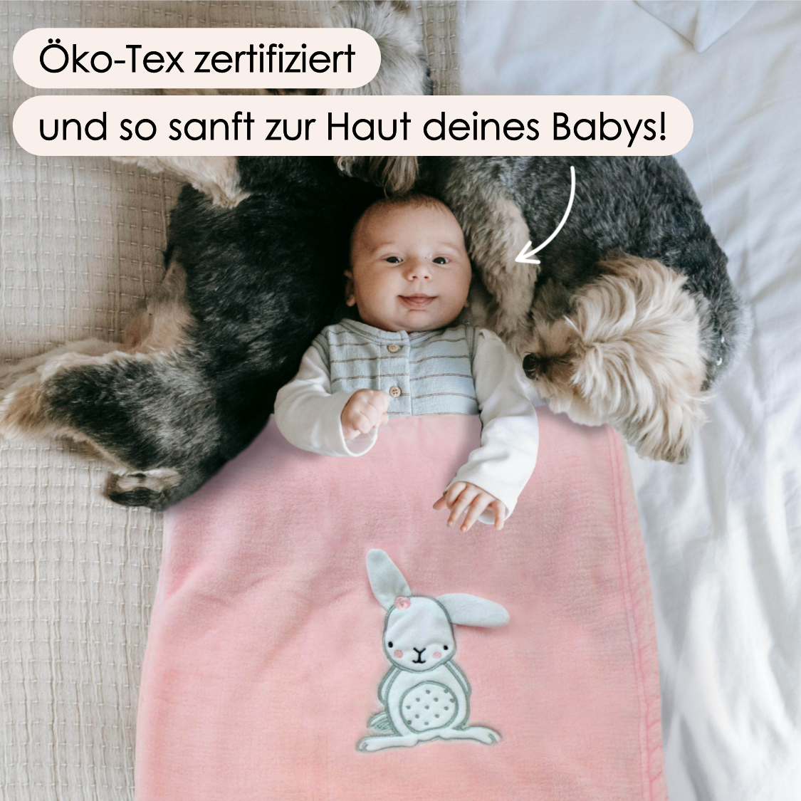 Decke Rosa Mit Hase | Babydecke Bestickt
