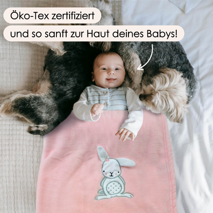 Decke Rosa Mit Hase | Babydecke Bestickt