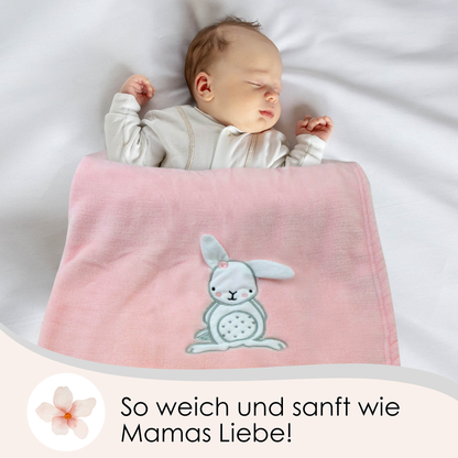 Decke Rosa Mit Hase | Babydecke Bestickt