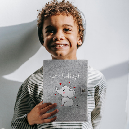 Elefant U-Heft und Impfpasshülle aus Filz Ohne Personalisierung