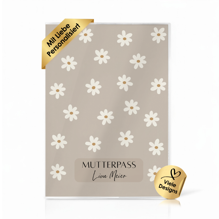 Gänseblümchen Beige Mutterpasshülle Mit Personalisierung