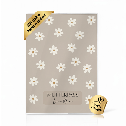 Gänseblümchen Beige Mutterpasshülle Mit Personalisierung