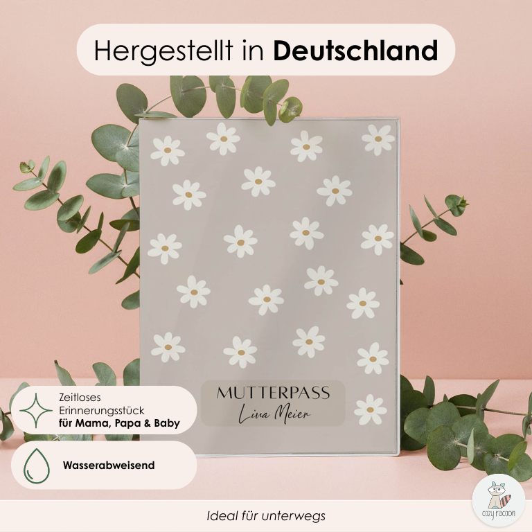Gänseblümchen Beige Mutterpasshülle Mit Personalisierung