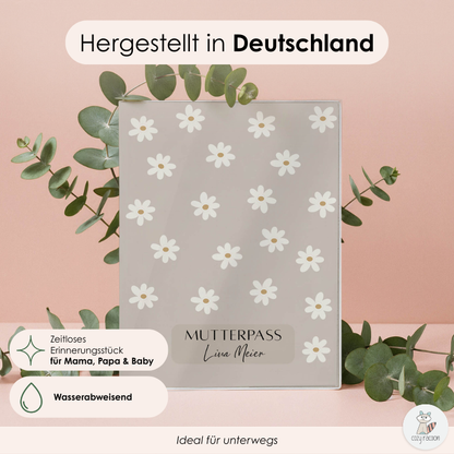 Gänseblümchen Beige Mutterpasshülle Mit Personalisierung