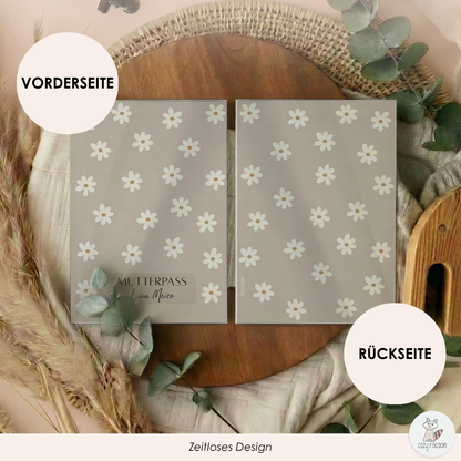 Gänseblümchen Beige Mutterpasshülle Mit Personalisierung