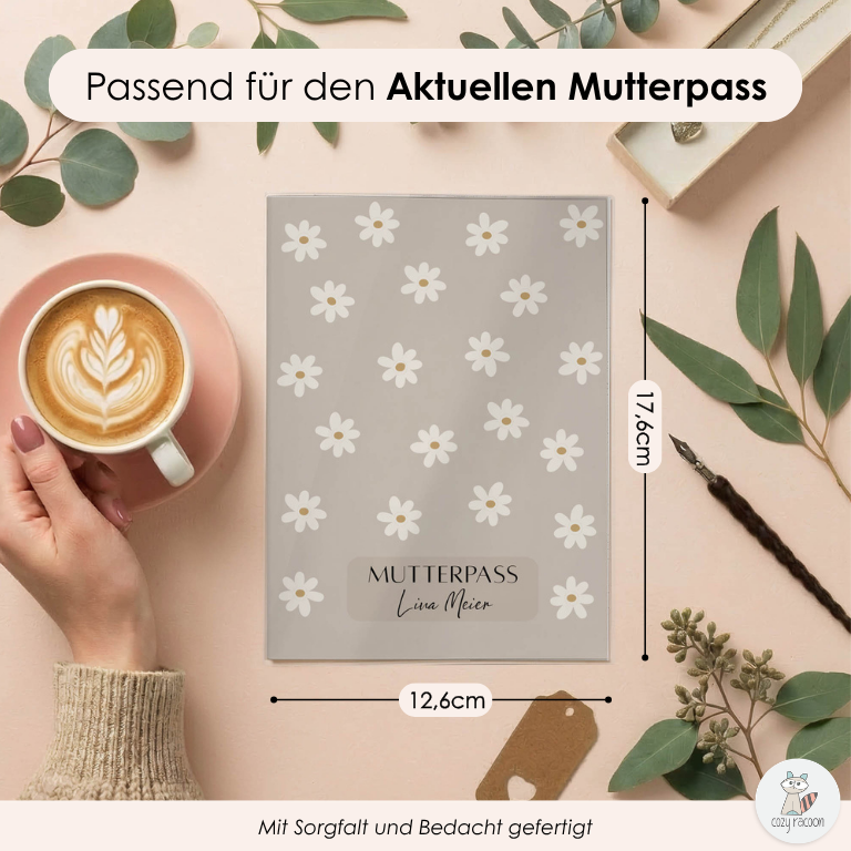 Gänseblümchen Beige Mutterpasshülle Mit Personalisierung