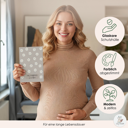 Gänseblümchen Beige Mutterpasshülle Mit Personalisierung