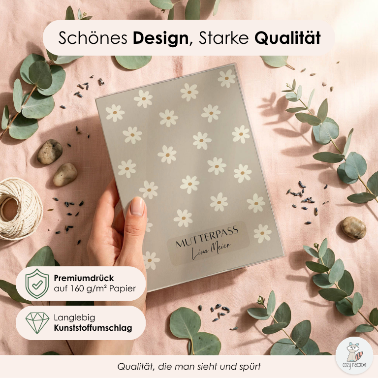 Gänseblümchen Beige Mutterpasshülle Mit Personalisierung