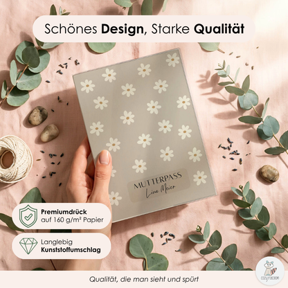 Gänseblümchen Beige Mutterpasshülle Mit Personalisierung