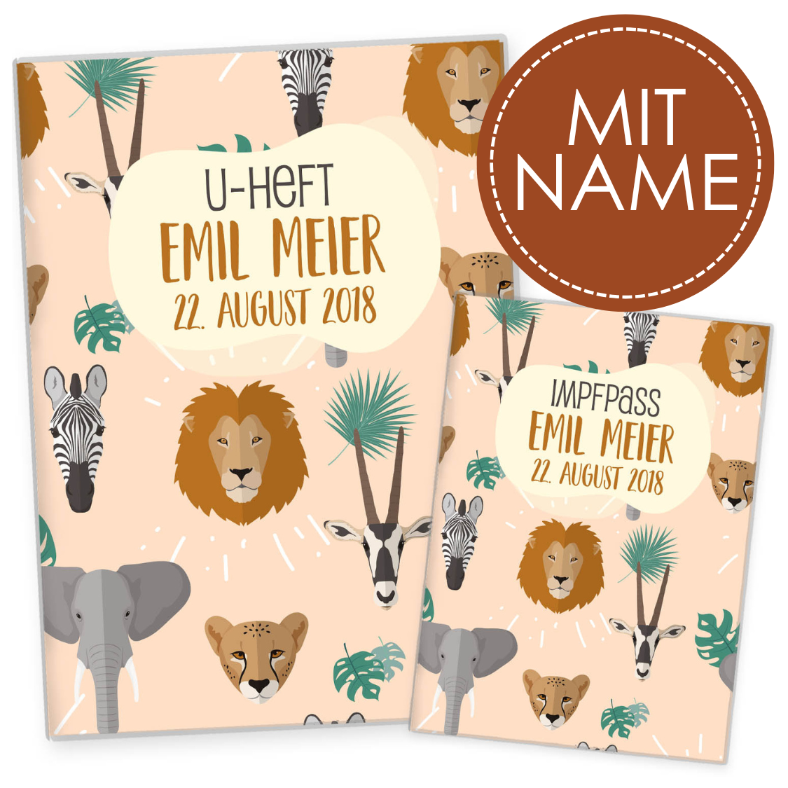 Safari U-Heft und Impfpasshülle Mit Personalisierung
