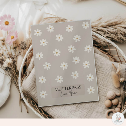 Gänseblümchen Beige Mutterpasshülle Mit Personalisierung